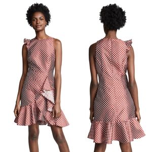 Polka Dot Ruffled Asymmetrical Mini Dress Size XS By Keepsake